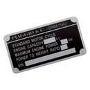 RD Original Vespa Chassis Number Plate