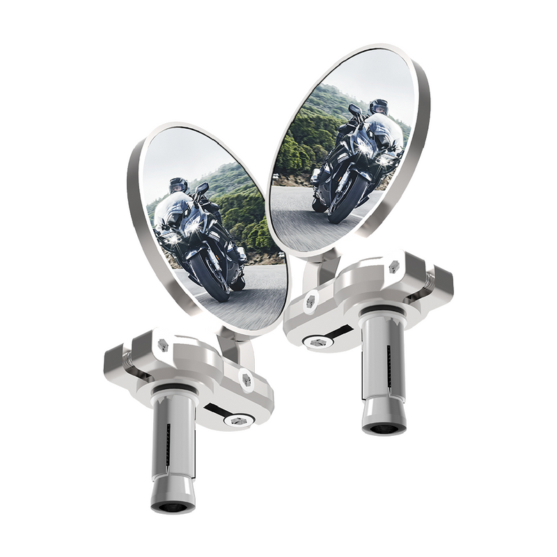 Oxford Bar End Mirrors - Silver